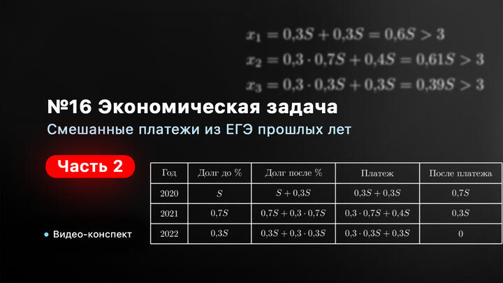 Видео-конспект | Смешанные платежи из ЕГЭ прошлых лет | Часть-2