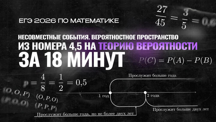 Видео-конспект | №4,5 Несовместные события. Вероятностное пространство