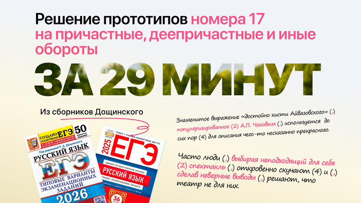 Видеоконспект. №17. Причастные, деепричастные и иные обороты. Сборник под редакцией Р.А. Дощинского (36, 50 вариантов)