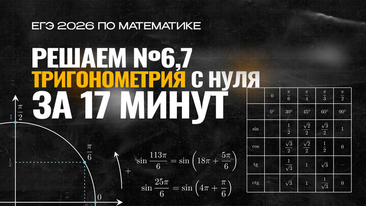 Видео-конспект |  №6,7 Тригонометрия с нуля | Тригонометрическая окружность | Основные формулы