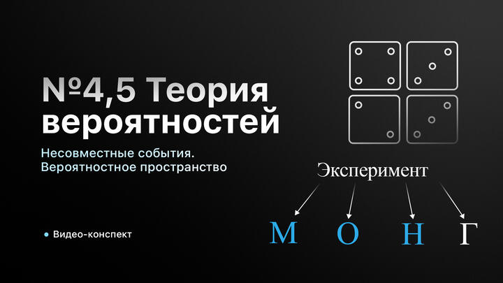 Видео-конспект | №4,5 Несовместные события. Вероятностное пространство