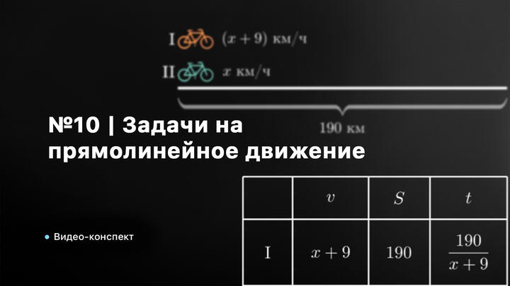 Видео-конспект №10 | Задачи на прямолинейное движение
