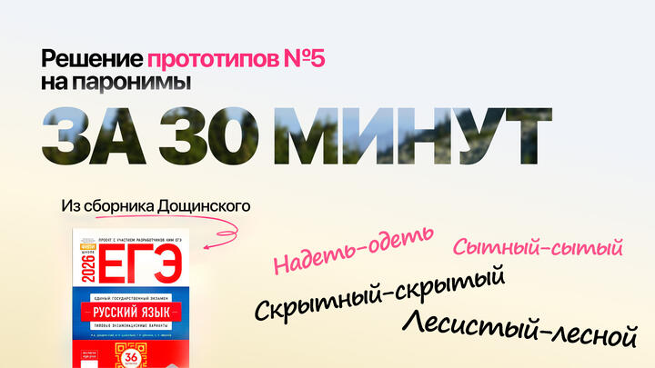 Видеоконспект. №5. Паронимы. Сборник под редакцией Р.А. Дощинского (36 вариантов)